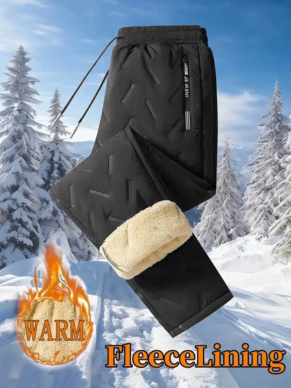 UETEEY Winter Thermal Fleece Pants Men Plush Lambswool Thicken Warm Waterproof Trousers Man Casual Windproof Joggers Sweatpants