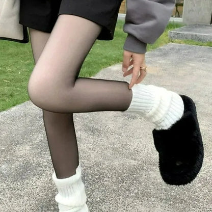 New Women‘s Thermal Leggings Winter Warm Sexy Elastic Translucent Pantyhose Female Fleece Thermal High Waist Thicken Tight Pants