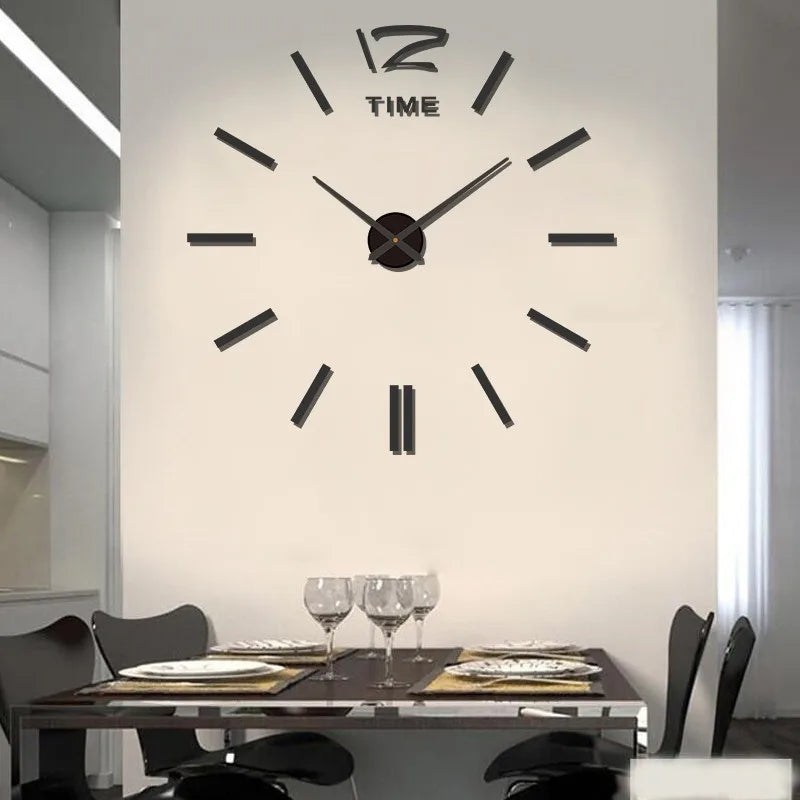 2023 Modernes Design, große Wanduhr, 3D-DIY-Quarzuhren, modische Uhren, Acryl-Spiegelaufkleber, Wohnzimmer, Heimdekoration, Horloge