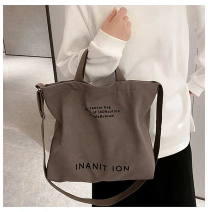 Japanese Canvas Men's and Women's Simple Cross-body Bag Wash Canvas Thick Handbag Large Capacity Arts Students Package Satchel