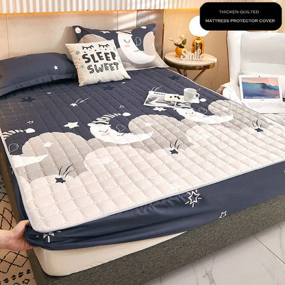WOSTAR Thicken quilted mattress protector cover couple luxury double bed elastic fitted sheet style king size protection pad 180.