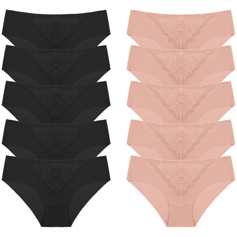 BZEL 10PCS/Set Women's Panties Exquisite Sweet Lace Underwear Sexy Lingerie Silk Satin Briefs Woman Comfort Breathable Underpant
