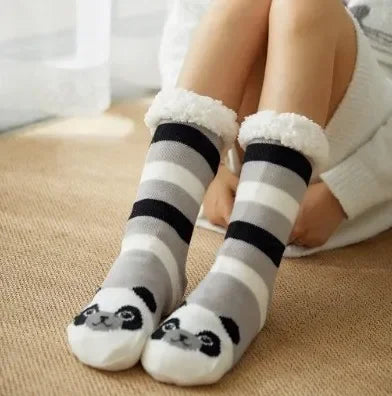 Christmas Fuzzy Socks Womens Winter Thermal Warm Floor Sock Soft Female Home Indoor Gifts Non Slip Grip Slipper Sock Fluffy