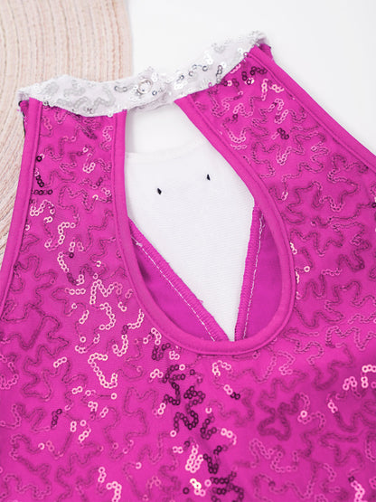 Kind Mädchen Ärmellose Glänzende Pailletten Quaste Boyshorts Kleid Latin Jazz Dance Cha-cha Samba Bühne Leistung Kostüm Dancewear
