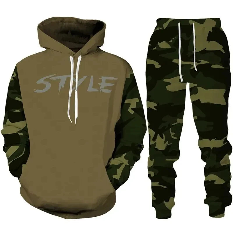 2024 New Camouflage Hoodie Pant Suit 3D Printed Casual Men Women High Quality Tracksuit Outfits Fashion Men's Clothing 2pcs Sets.