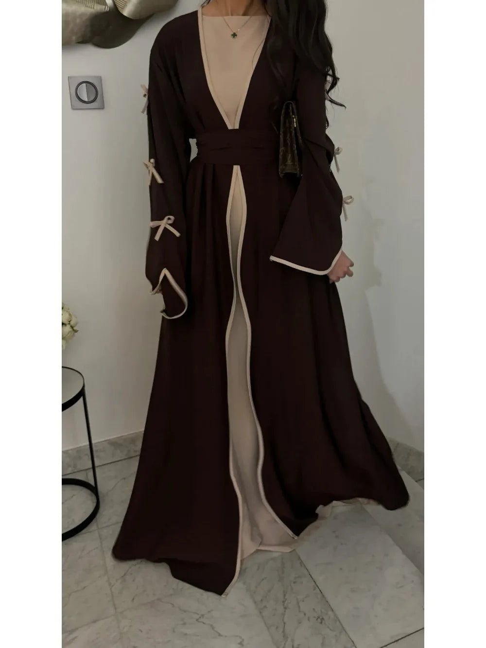 Eid Bow Abaya Women Cardigan Dress Muslim Party Caftan Robe Jalabiya Morocco Dubai Kaftan Islam Vestidos Largos Ramadan 2025
