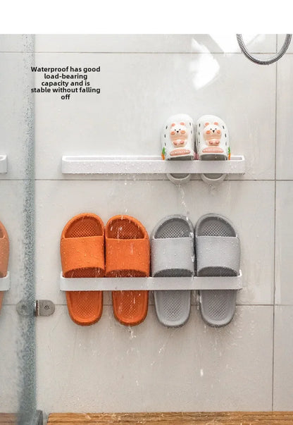Wandhalterung für Hausschuhe, kein Stanzen, für Badezimmer, Handtuch, Aufbewahrungsregal, Toilette, multifunktionales Abflussregal für die Küche