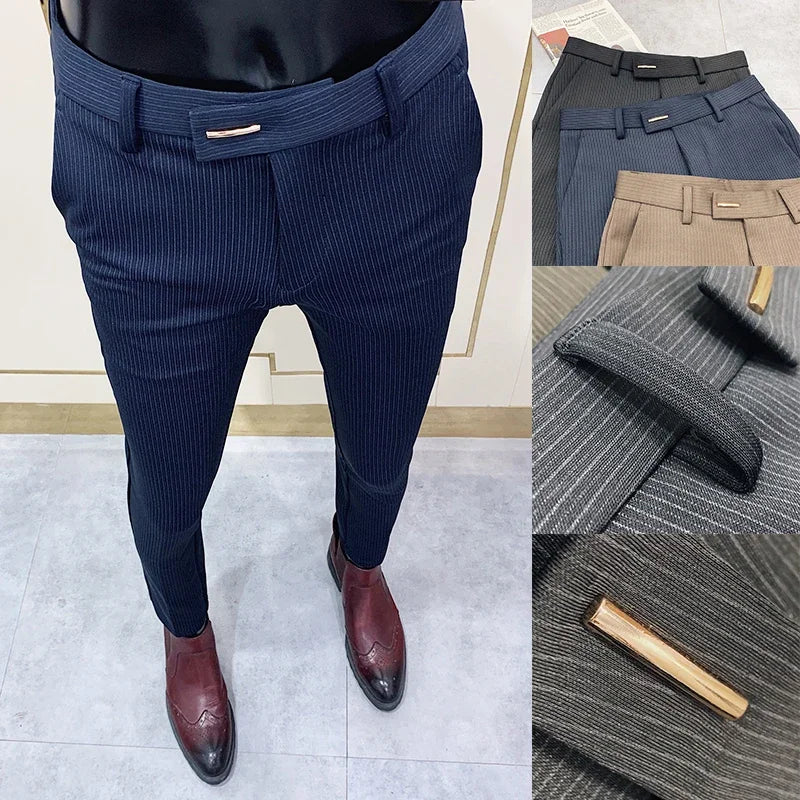 Men Suit Pants Formal Trousers Stretch Slim Pantalone Hombre Calça Masculina Solid Color Casual Dress Pants Fashion Men Clothing.