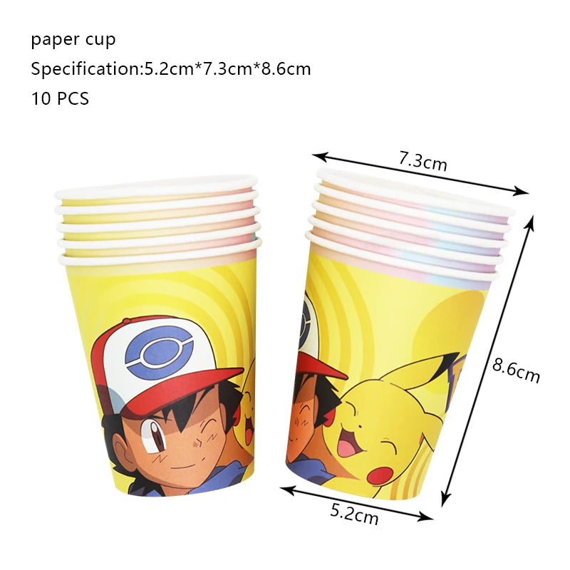 Pokemon Geburtstag Party Dekoration Neue Ligntning Pikachu Ballon Kid Event Liefert Einweg Geschirr Banner Hintergrund Platte.