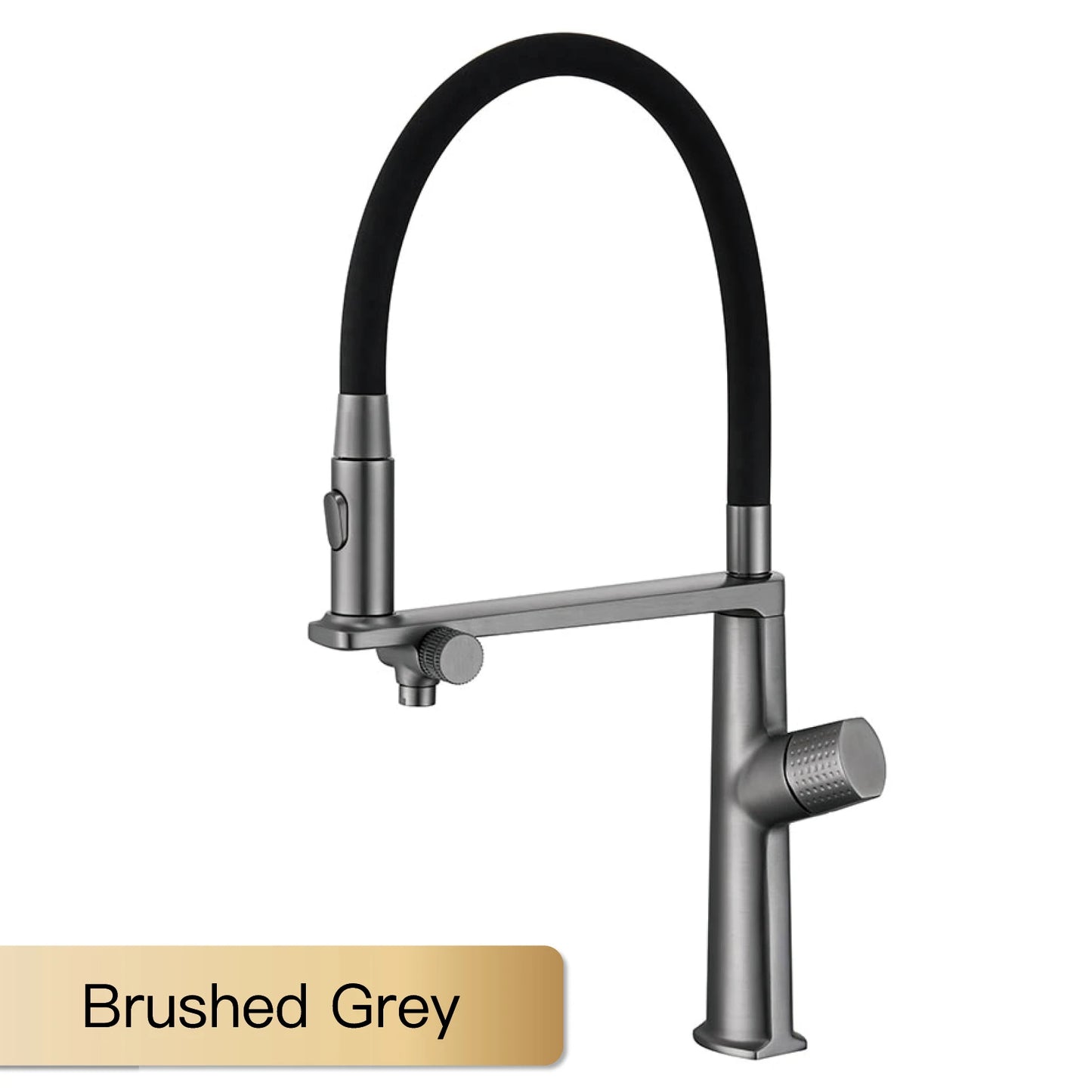 AITANA Luxury Brass Gun Grey Pull out 2-Function Kitchen Faucet Single Handle Cold and Hot Water Pure Water Design Sink Tap