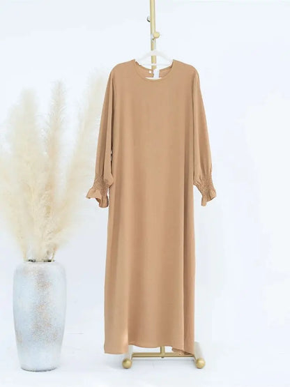Eid Jersey Solid Modest Under Abaya Dubai 2024 Palestine Women Islamic Clothing Muslim Kaftan Inner Dresses Robe Femme Musulmane