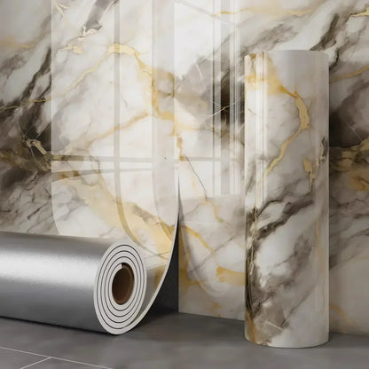 Marble Peel and Stick Wall Panels Removable Self-Adhesive Wallpaper for Kitchen Bathrooms Showers and Flooring Living Room Decor