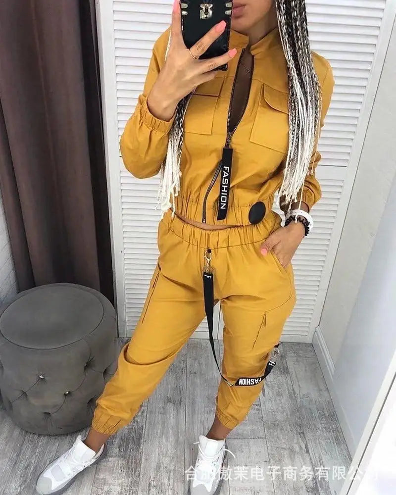 Long Sleeve Zipper Tops Two Pieces Tracksuit Sets Women Joggers Pants Streetwear Track Suit Casual Sport Joggers 2022 New.
