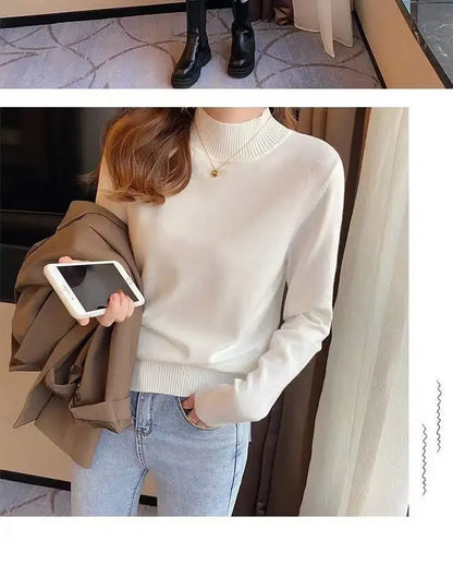 Herbst Winter Chic Bottom Pullover Frauen Mode Rollkragen Pullover Lose Langarm Gestrickte Jumper Weiche Warme Pull Femme Top