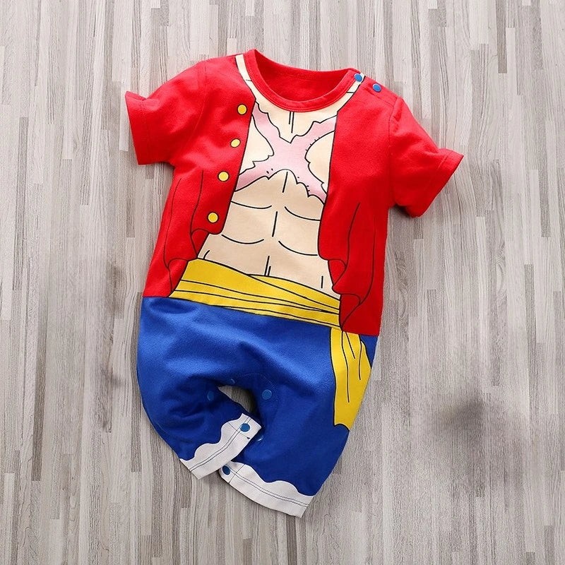 Baby-Sommerkleidung, kurzärmelig, für Jungen und Mädchen, Baumwolle, zum Tragen im Cartoon-Stil, bequem und atmungsaktiv.