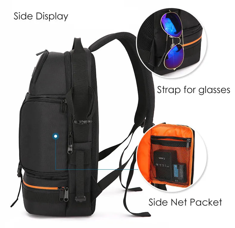 JINNUOLANG Professional Digital SLR Camera Backpack Large Photography Bag Tripod Holder Waterproof Rain Cover Outdoor Hiking.