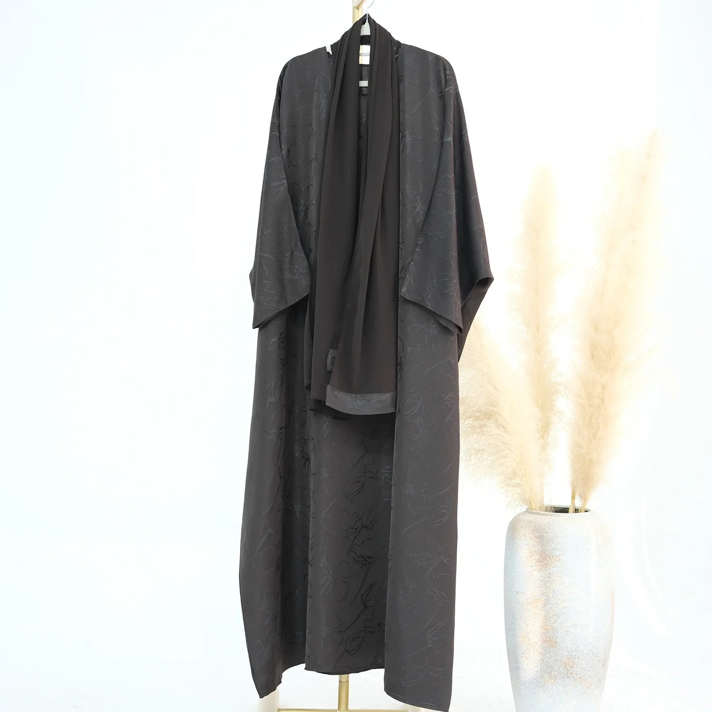 Luxury 2 Piece Muslim Outift Sets for Women Ramadan Dubai Hijab Abaya Dress Islamic Party Kaftan Robe Elegant Turkey Gown 2025