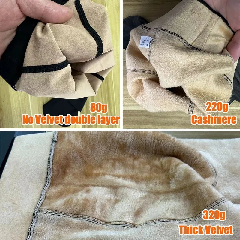 Luxtrada Womens Plus Size Thick Winter Tummy Control Fleece Lined Sheer Tights Fake Translucent Warm Leggings Thermal Opaque