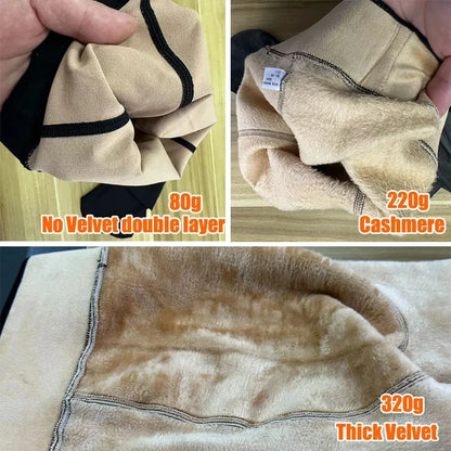 Luxtrada Womens Plus Size Thick Winter Tummy Control Fleece Lined Sheer Tights Fake Translucent Warm Leggings Thermal Opaque