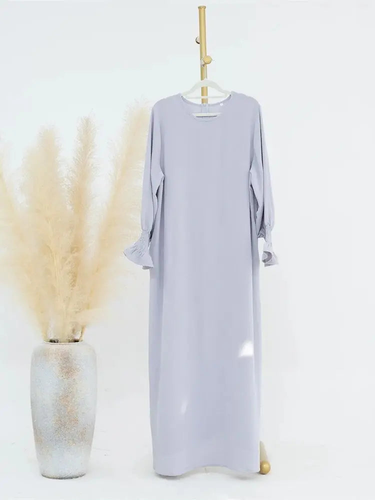 Eid Jersey Solid Modest Under Abaya Dubai 2024 Palestine Women Islamic Clothing Muslim Kaftan Inner Dresses Robe Femme Musulmane