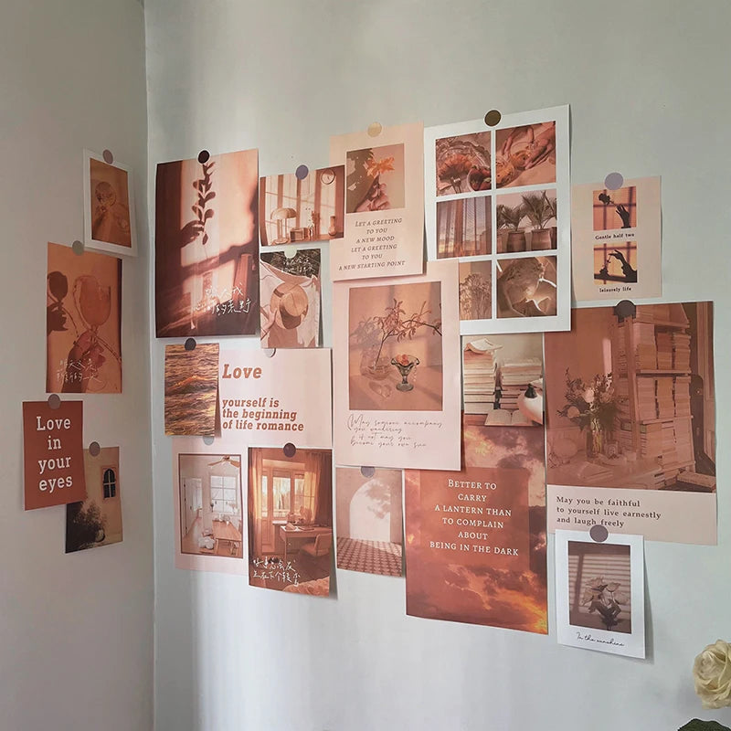 Ins Nordic Retro Wall Decorative Photo Card Stickers Bedroom Art Postcard Decoration DIY Wall Card Stickers Photography Props.