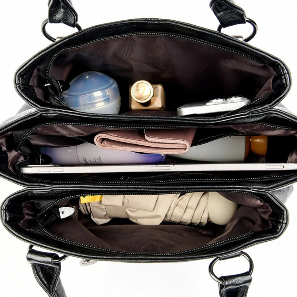 Genuine 3Layers High Quality Soft PU Leather Ladies Shoulder Crossbody Bags for Women  Luxury Handbags  Women  Designer A Main.