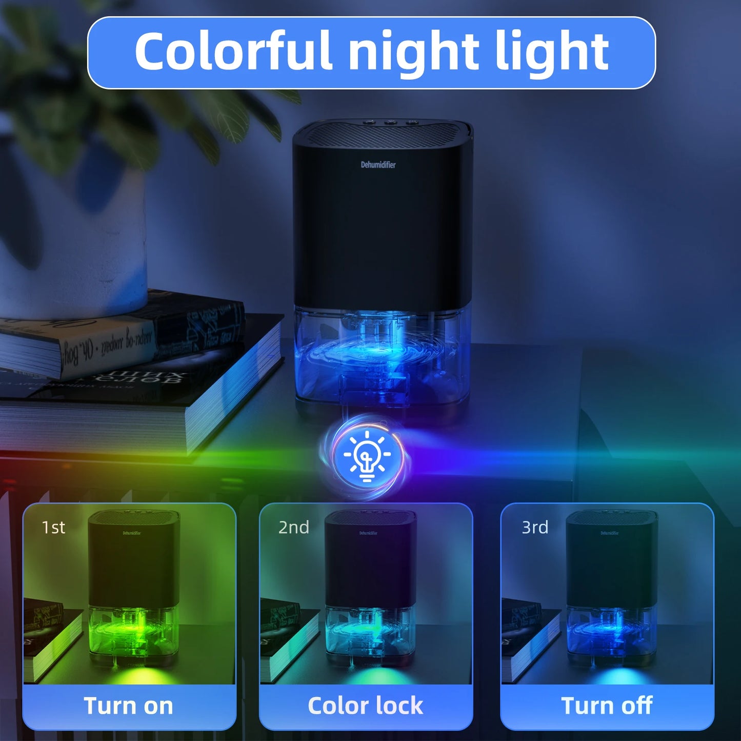 1pc 1000ml Portable Dehumidifier for Home Office and RV Eliminate Damp Mold and Moisture Easy to Use and Energy Efficient.