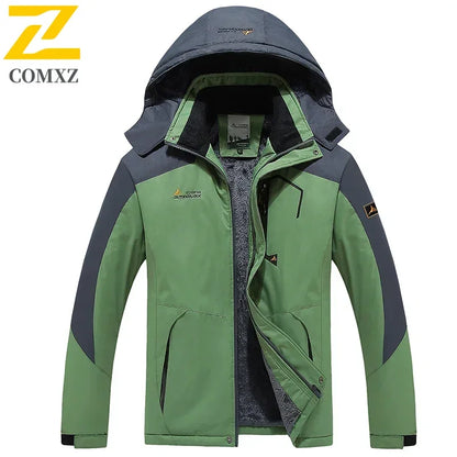 Winter Men's Parka Outdoor Lining Fleece-lined Thickened Windproof Warm Mountaineering Hooded Jacket Cold-resistant Ski Suit 6XL.