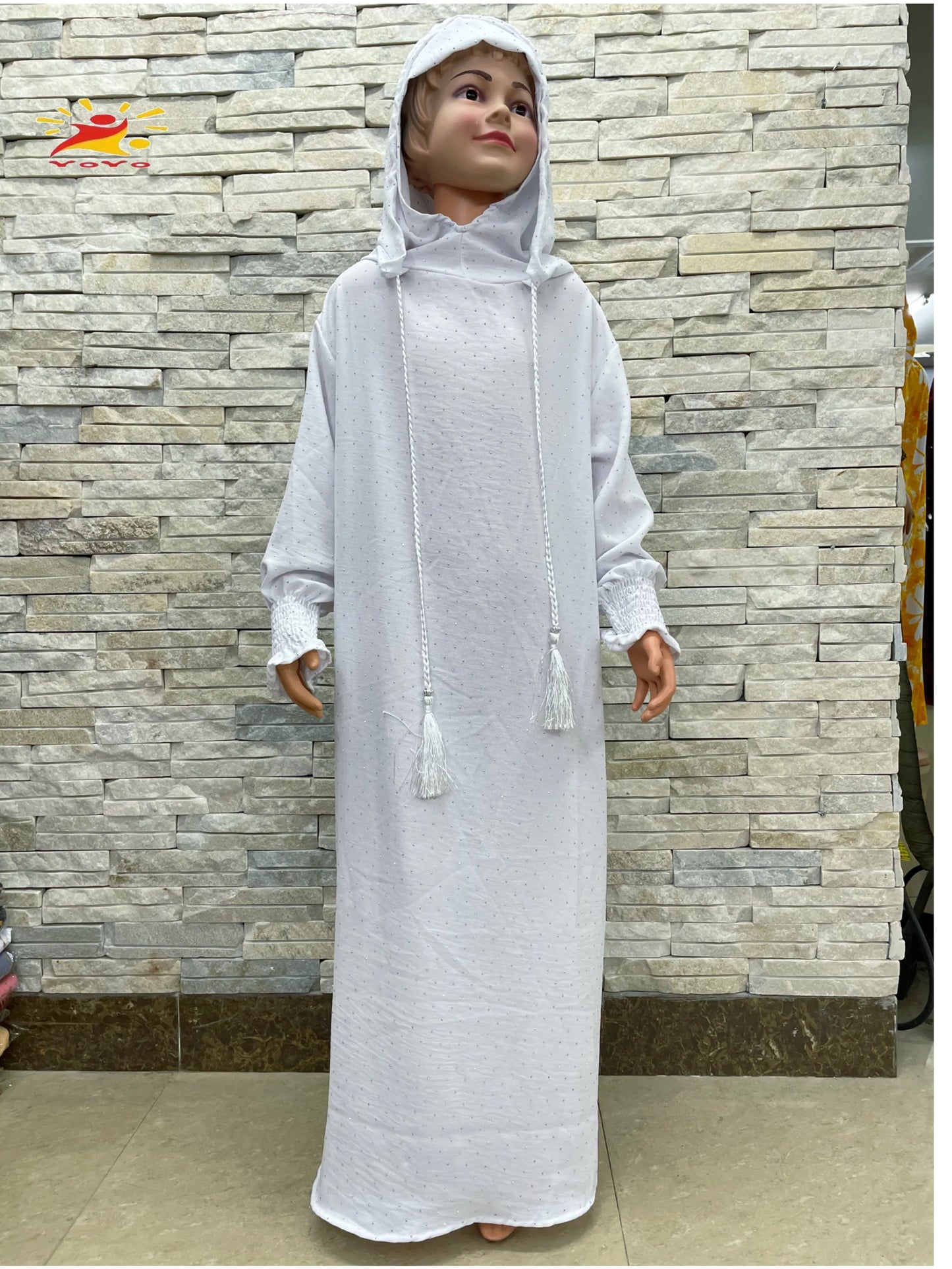 Eid Kids Cotton Prayer Garment Dress Muslim Girls Long Khimar Hijab Turkey Abaya Dresses Islamic Dress Full Cover Robe Ramadan.