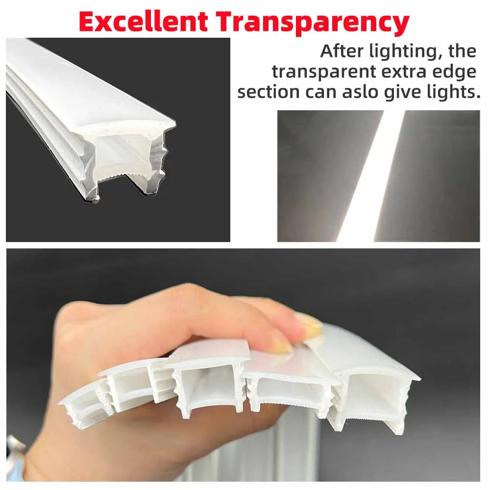 1-5M Recessed White Silicone Tube Border Led Neon Flexible Channel Holder Easy Install Waterproof Dustproof DIY Special-shaped.