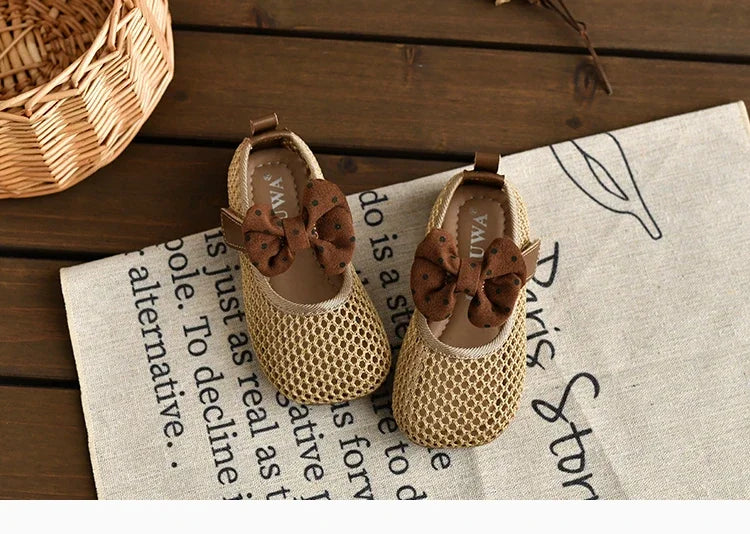 Children Girls Mesh Sandals Baby Summer Toddlers Fashion First Walker Shoes Causal Bowknot Sweet Kids Soft Sandals Breathable.