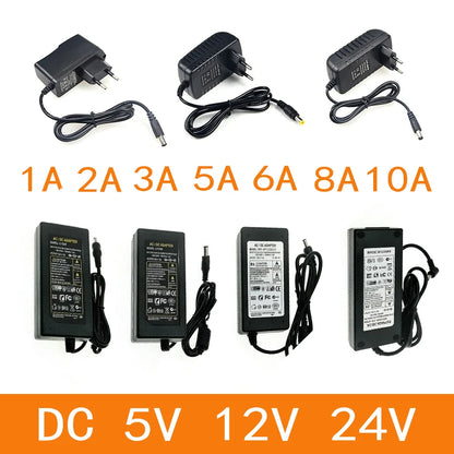 Power Supply Adapter 220V AC DC 5V 6V 8V 9V 10V 12V 13V 15V 24V Universal Charger 1A 2A 3A 5A 6A 8A 10A EU US For LED Driver.