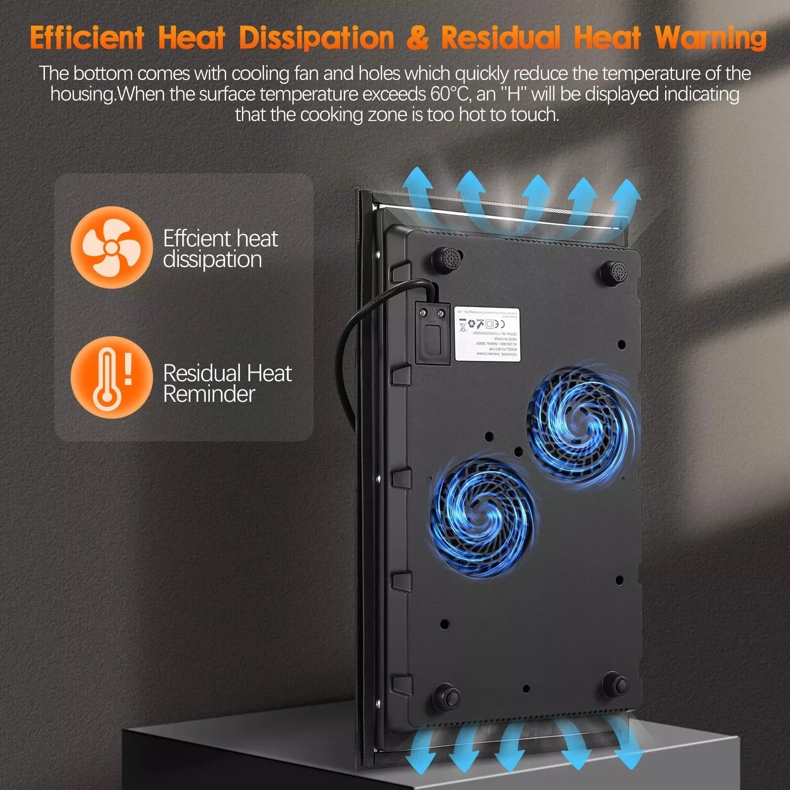 KICHPOWER 30cm 2 plates 1-99 Min Timer Touch Control 3300W Induction Hob.