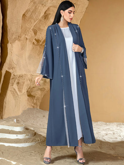 Eid Diamonds Abayas for Women 2025 Fashion Muslim Dress Dubai Open Abaya Kebaya Kimono Jalabiya Caftan Marocain Femme Robe Gown
