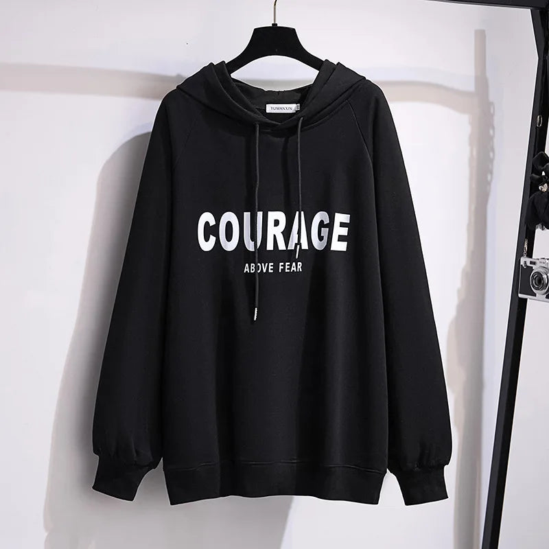 175 kg Plus Size Damen Büste 170 Frühling Herbst Lose Brief Kapuzenpullover Sweatshirt Schwarz Rot Weiß 4XL 5XL 6XL 7XL 8XL 9XL