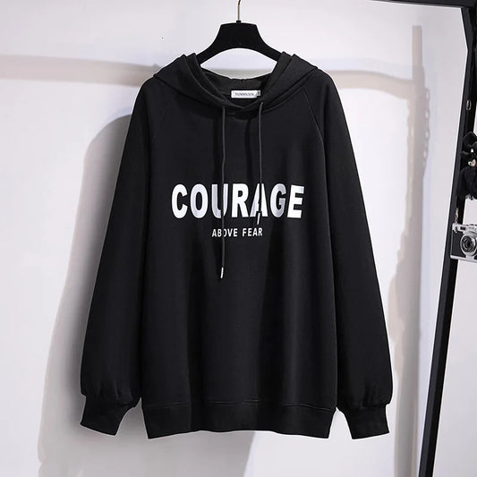 175 kg Plus Size Damen Büste 170 Frühling Herbst Lose Brief Kapuzenpullover Sweatshirt Schwarz Rot Weiß 4XL 5XL 6XL 7XL 8XL 9XL