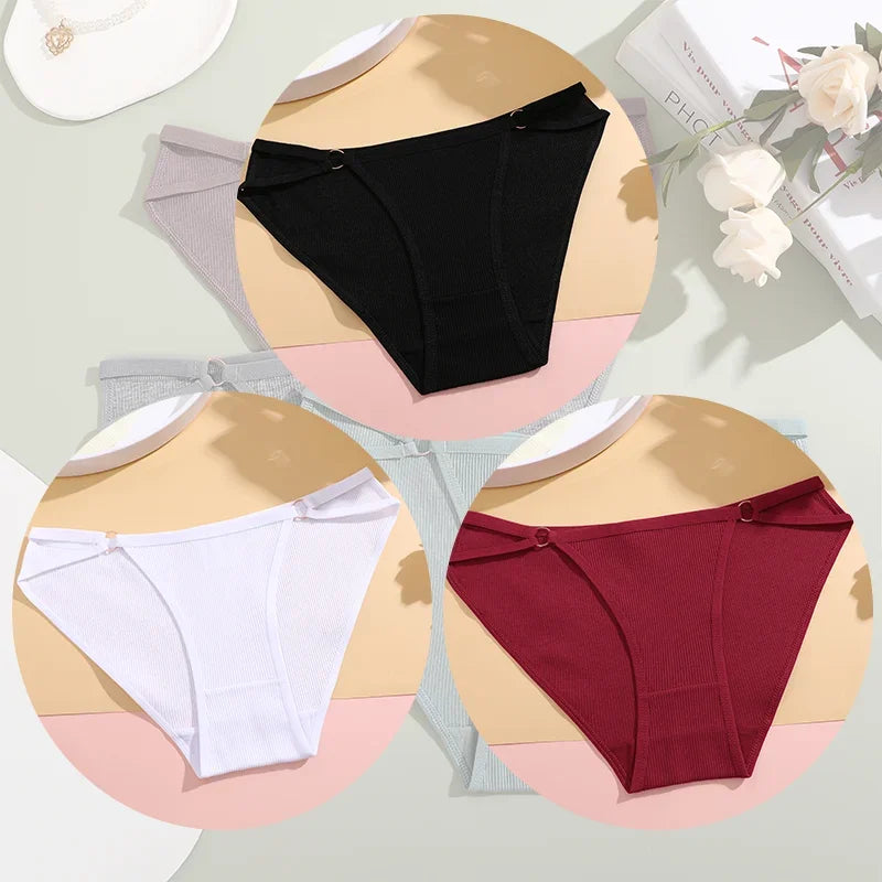 3PCS Women's Panties Sexy Breathable Underwear Comfortable Lingerie Cotton Striped Briefs Fashion Cozy Underpants Sale.