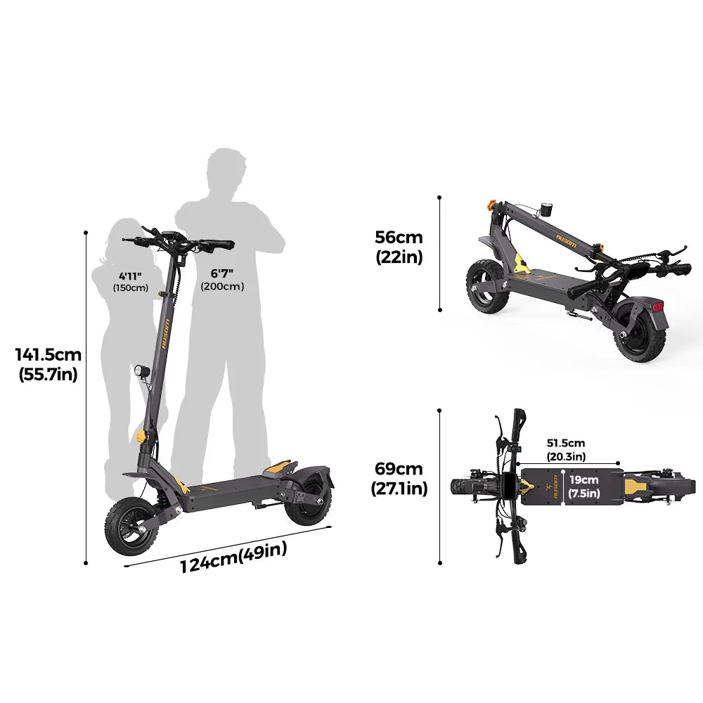 Aumom Electric Scooter, 800W 48V 15.6Ah Battery, 10 inch Tires, 45 km/h Max Speed, 70km Range, Disc Brakes, NFC & Passcode Lock.
