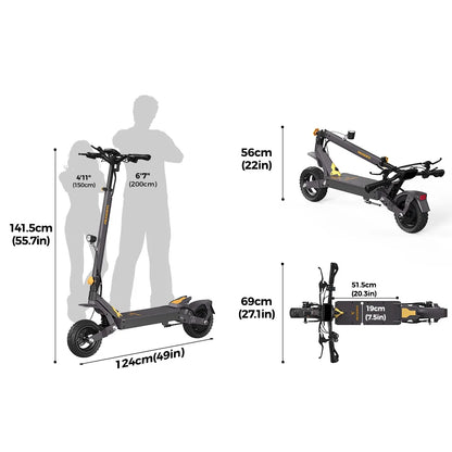 Aumom Electric Scooter, 800W 48V 15.6Ah Battery, 10 inch Tires, 45 km/h Max Speed, 70km Range, Disc Brakes, NFC & Passcode Lock.