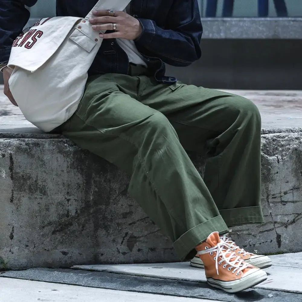 Bronson 1947 Model 838A OD7 Fatigue Utility Pants Men HBT OG-107 Baker Trousers.