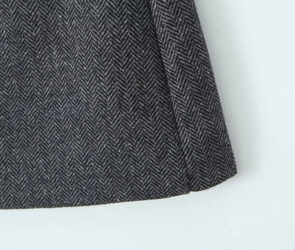 YENKYE Women Vintage High Waist Woolen A-line Mini Skirt Elegant Lady Office Wear Autumn Winter Skirts.