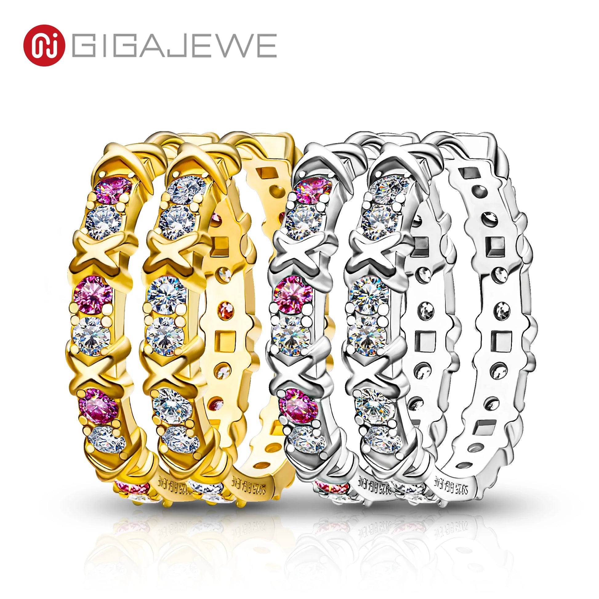 GIGAJEWE Moissanite D Nova Pink Color VVS1 Total 1.92ct 925 Silver Earring 18K Gold Plated Diamond Test Passed Jewelry Girl Gift.