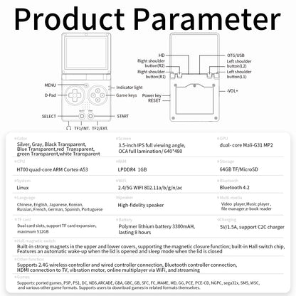 ANBERNIC NEW RG35XXSP Flip Handheld Game Console 3.5 Inch IPS Clamshell Video Gaming Console 64 Bit Linux System 64G Online Play.