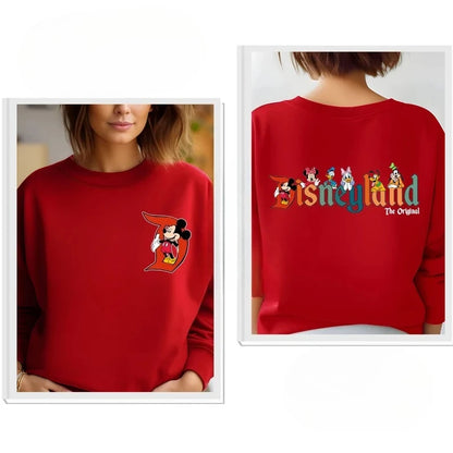 Women's Men Disneyland Mickey Friend Hoodies Sweatshirt Pullover Casual Tops Autumn Winter Fleece Oversized O-Neck Couple Unisex.