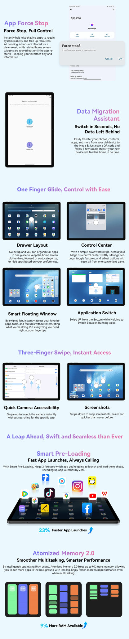 Blackview Mega 3 [No EU Charger] Tablet 8800mAh 36(12+24)GB+256GB 12.1" FHD 50MP+13MP Android 15 90Hz Dual SIM 4G 1080P IPS