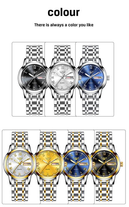 LIGE 2025 New Gold Watch Women Watches Ladies Creative Steel Women's Bracelet Watches Female Waterproof Clock Relogio Feminino