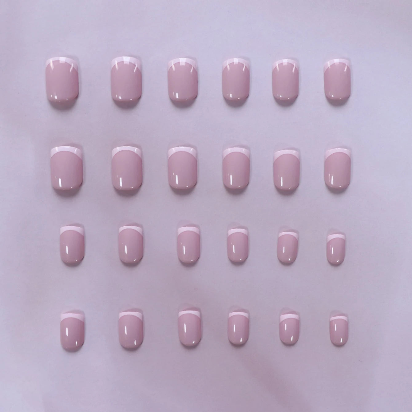 ARTAUG 24PCS Short Press On Nails Square Pink Fingertip White French Trim Press On Nails Full Cover Fake Nails Set Nail.