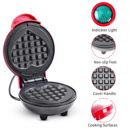 Electric Waffle Machine Portable Home Breakfast Machine Waffle Maker Breakfast Love Heart Shaped Waffle Maker Cooking Appliance.