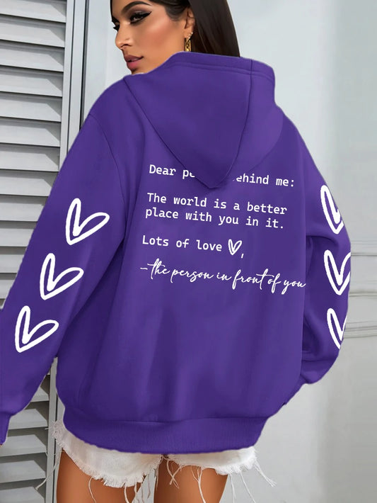 Simple Heart Printing Hoodies Women Hip Hop Autumn Hoodie Multicolor Fleece Unisex Pullovers Pocket Casual Woman Streetwear.