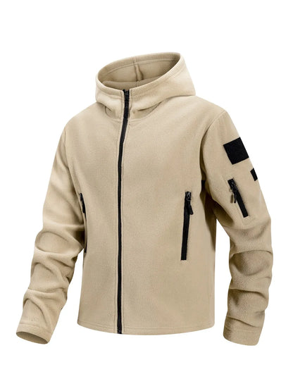 Men's Polar Fleece Zipper Hooded Jacket Autumn Winter Thermal Warm Work Coats Full-Zip Up Windproof Outdoor Hoodie Sweatshirt.